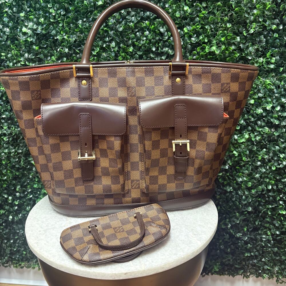 Louis Vuitton Damier Ebene Manosque GM check tote bag with coin bag